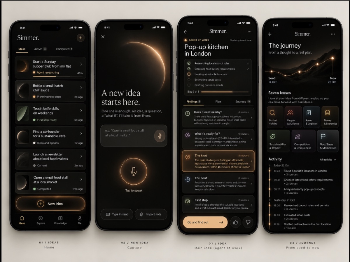 Idea Forge app screens